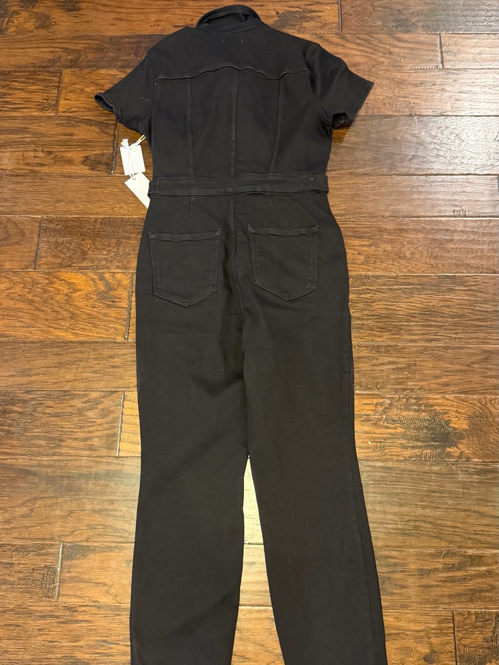 Good American Fit for Success Denim Jumpsuit Washed Black Short Sleeve Utility L - Picture 7 of 7